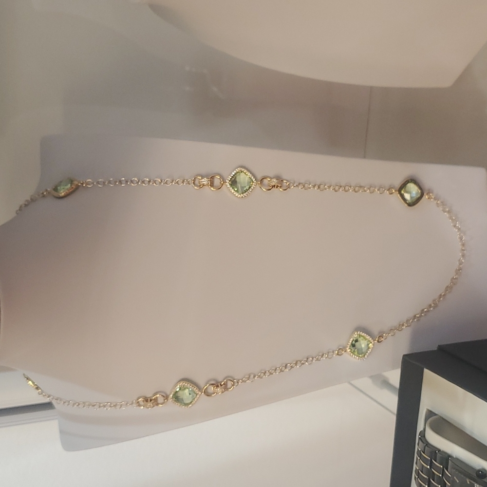 Boccadamo Italy Long Necklace in bronze yellow gold plated with crystals